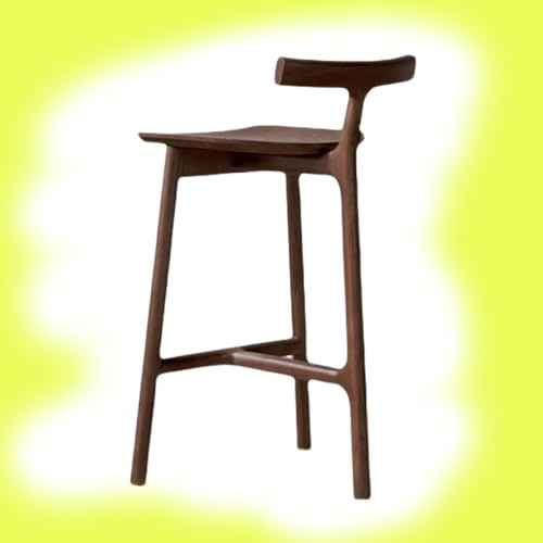 Chaises de bar modernes en noyer foncé pour cuisine, tabourets de comptoir en bois massif avec repose-pieds, tabourets de bar sans accoudoirs de 75 cm avec dossier élégant pour la maison