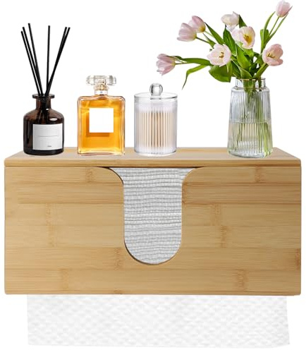 Dispensador de Toallas de Papel de Madera,Soporte de Papel Higiénico con Estante,Portarrollos Papel Higienico Dispensador de Toallas de Mano para Toallas de Pliegue para Baño,Cocina