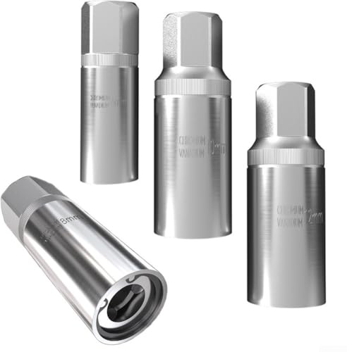 Schraubenausdreher-Set für gebrochene Bolzen, 1/2-Zoll-Antrieb, 4-teiliges Set mit 6 mm, 8 mm, 10 mm, 12 mm Chrom-Vanadium-Stahl-Bolzenentferner-Werkzeugen