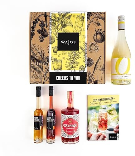 Wajos Geschenkset „Cheers to You”: Cocktail Set mit Likören, Aperitivo & Secco, Alkohol Geschenk für Männer und Frauen