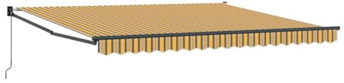 hliofuir Toldo de brazo articulado retráctil 400 x 300 cm, multicolor – Toldo manual de aluminio y poliéster – Protección solar para terraza, jardín y exterior