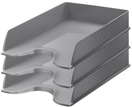 Esselte| Lot de 10x Corbeilles à courrier Fusion A4 | Empilable| Rangement de Documents, Catalogues, Brochures & Magazines | Pour la Maison, Bureau| Motif Texturé | Gris opaque| 623695