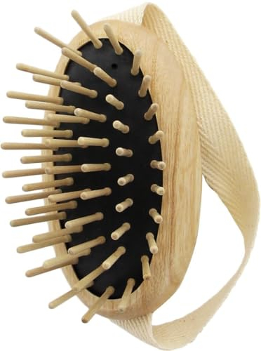 TEK - Spazzola Massaggio Cuoio Capelluto con Cinghietto in Legno, Massaggia e Stimola la Crescita dei Capelli