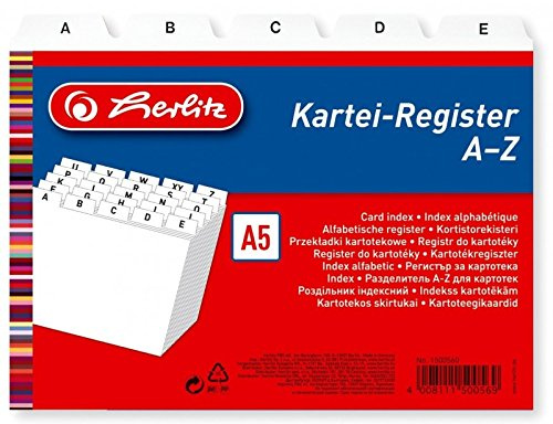 Herlitz 1500560 Karteiregister PP A5 weiß (3, DIN A5)