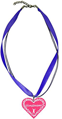 benobler Trachtenschmuck Trachtenkette Organzaband lila mit Filz Herz Damen Dirndlkette Organzakette Oktoberfest Wunschaufdruck (Herz - pink)
