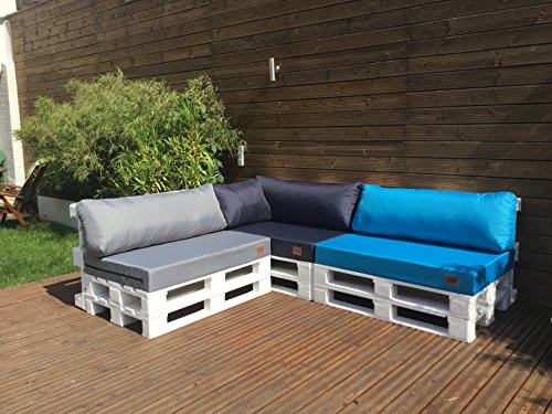 Mayaadi-Home Palettenauflage passend für Europalletten Palettenpolster Paletten-Sitzsofa für Drinnen und Draußen MH-GD03 (Rückenkissen lang 120x40x10/20 cm, Grau)