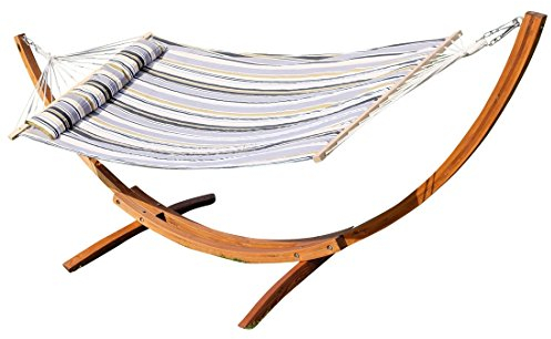 ASS 320cm Hängemattengestell XL Limited Edition aus Holz Lärche mit Stab Hängematte gefüttert und Polster Schrauben aus Edelstahl von Farbe:Gestell mit Matte NAGUA