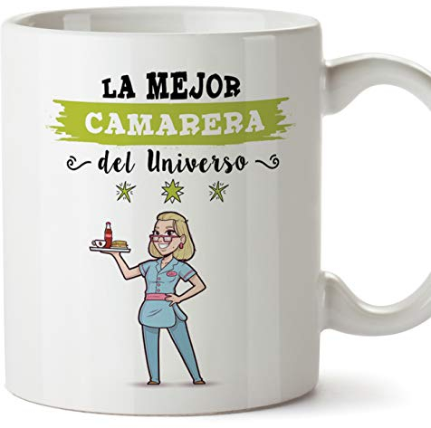 MUGFFINS Camarera Tazas Originales de café y Desayuno para Regalar a Trabajadores Profesionales - Esta Taza Pertenece a la Mejor Camarera del Universo - Cerámica 350 ml
