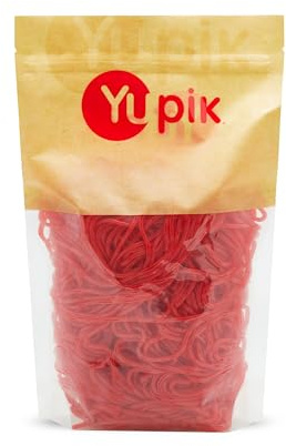 Yupik Strawberry Licorice Laces, 2.2 lb (35.2 oz), Red Candy, Sweet Flavor, Chewy, Spaghetti-Like Candy, Licorice Texture, Fun Treat, Delicious Snack, Ideal for Gifting & Decorating
