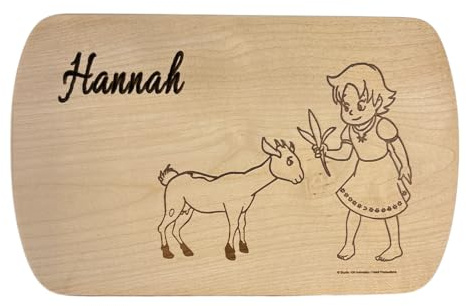 Heidi Frühstücksbrett aus Naturholz – Original Lizenzprodukt – Personalisiertes Holzbrettchen mit Gravur & Namen – Geschenkidee für Kinder & Erwachsene