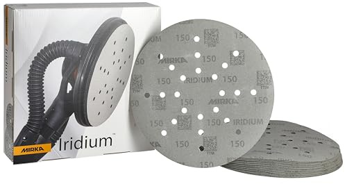 Mirka disque abrasif Iridium auto-agrippant Ø 225 mm 24 trous grain 150 | Compatible avec ponceuse cloisons sèches perforée 24 trous pour ponçage peinture mastic apprêt bois acier matériaux minéraux