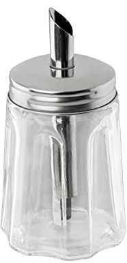 FMprofessional Zuckerdosierer 160 ml STANDARD, Ausgiesser aus Glas, Zuckerstreuer für einfaches Dosieren, Gießer für verschiedene Anlässe, hochwertiger Eingießer (Farbe: Silber), Menge: 1 Sück