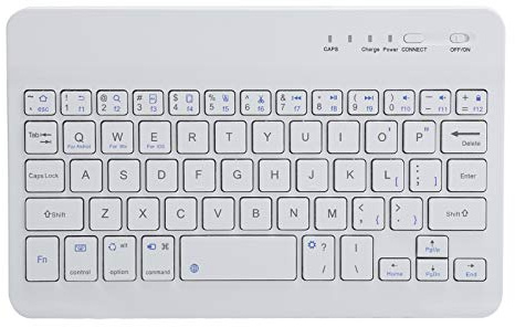 Dpofirs Mini Clavier sans Fil Rechargeable à 59 Touches pour Téléphones D'ordinateurs, HB028 Clavier Bluetooth Portable de Couleur Blanche de 7 Pouces pour Tablettes, 13 Raccourcis Clavier