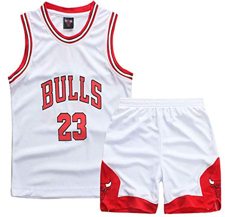ISOVNUS Basketball Trikot Set für Jungen - 2-teilig: Ärmelloses Sport Top & Kurze Hose, Kinder Basketball Outfit (9-10 Jahre, XL, Weiß)
