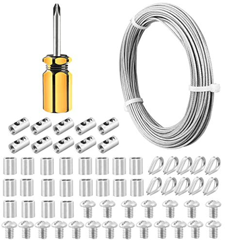 Abimars Drahtseil 2mm,30m Drahtseil ummantelt,304 Edelstahl Seil mit Aluminiumhülsen,Edelstahlseil kann zum Litzenkern Aufhängen von Bildern,Kleiderschnur,Lichtleiter,Angeln