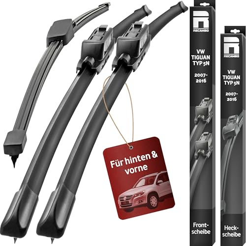 Recambo SCHEIBENWISCHER VORNE + HINTEN kompatibel für VW TIGUAN | TYP 5N | BJ 2007-2016 (3er Set: 600mm / 525mm / 325mm)