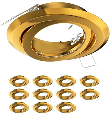 ledscom.de 12x Deckeneinbaurahmen FABI, rund, schwenkbar, gold glänzend