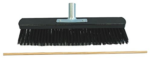 Balai de rue d'extérieur 40 cm avec support de manche et manche inclus (noir, 5)