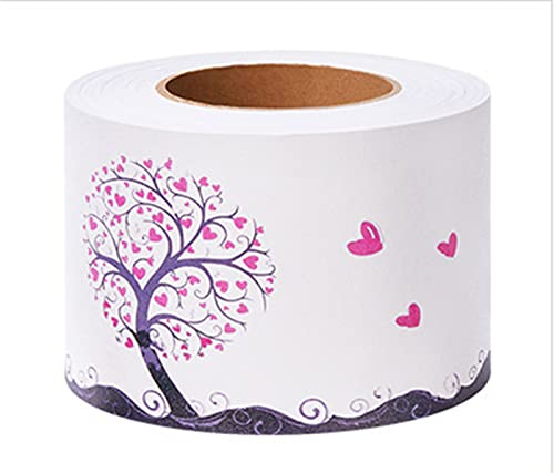Bordüre selbstklebend Lila rosa Liebesbaum 10cm X 500cm zum Aufkleben für Wohnzimmer Tapetenrahmen Abnehmbare Wasserdich ​Bodenleiste Verdicken PVC Dekorative Bordüre