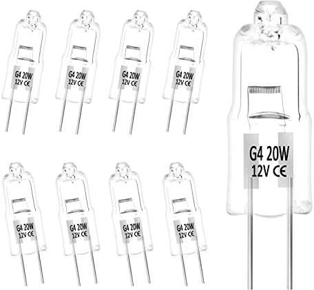 UKOFEW G4 Bombilla Halógena 12V 20W,20 W, casquillo G4, bombillas halógenas de para Iluminación del Paisaje, Luz del Gabinete, Candelabro - 10 Piezas