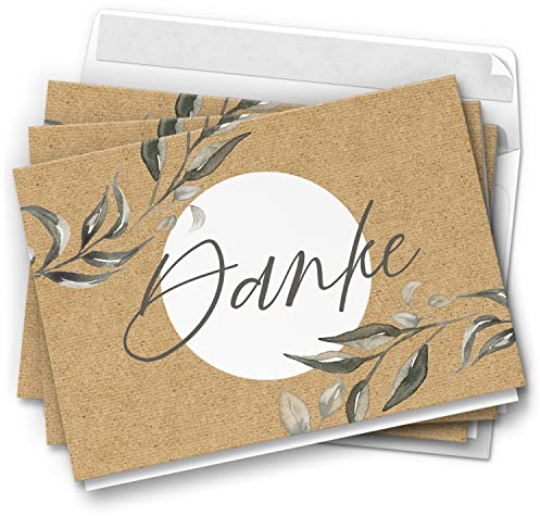 10 Dankeskarten mit Umschlag - Motiv Feine Pappe Look - moderne Klappkarten Danksagungen, Danke sagen, bedanken, Dankeschön Karten