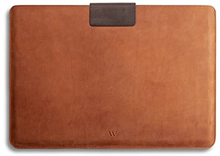 WIIUKA Hülle für MacBook Pro 14, Leder aus Deutschland, Lederhülle extra Dünn, Premium Tasche, Laptop Schutzhülle, Sleeve Vintage Braun