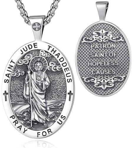 EUDORA Plata de Ley 925 Medalla de San Benito/San Judas Tadeo/San Migue/San Cristóbal Arcángel Rafael San José Collar Sello de los 7 Arcángeles Colgante Joyería Regalo para Mujer Hombre