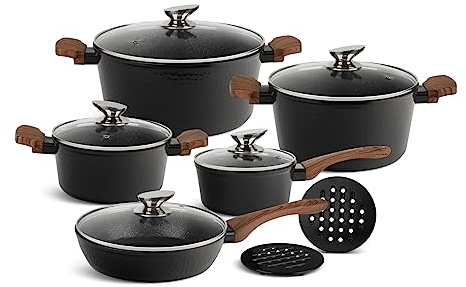 Edenberg EB -005651 Set de casseroles à induction, casseroles et poêles à induction, avec revêtement anti-adhésif, convient pour l'induction
