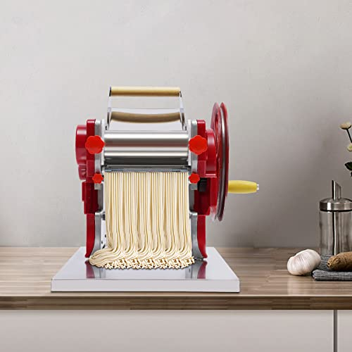Pastamaschine Nudelmaschine, Manuelle Nudelmaschine, Pastamaker Pasta Machine für Spaghetti, Lasagne, Tagliatelle -Rot