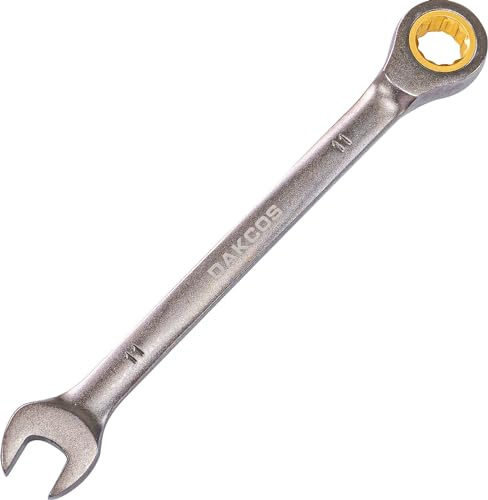 DAKCOS Llave Fija con Carraca Llave Combinada de trinquete de 11mm, Cr-V 72 deintes
