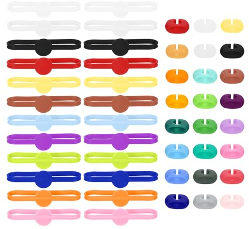 sourcing map 48Pcs Wine Glass Markers, Silicone Drink Marker Wine Glass Charm Markers Tags for Glasses Cup, Beer Bottle, Cocktail Glass, 24 Colors