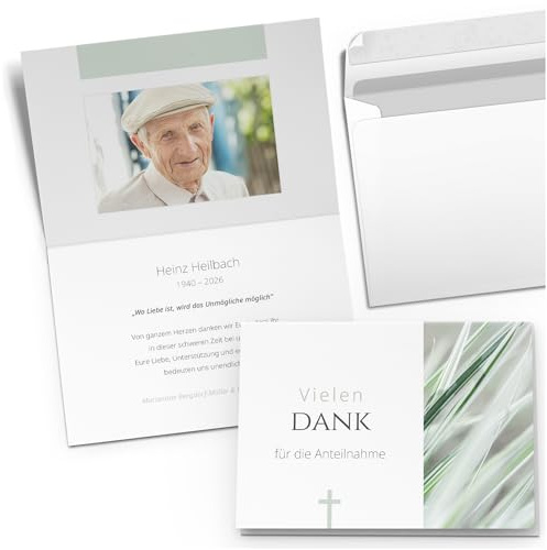 Einladungskarten Manufaktur Hamburg 10 personalisierte Trauer Danksagungen Dankeskarten mit eigenem Text und Foto | Individuell anpassbare Trauerkarten mit Briefumschlägen | Karten Design 05