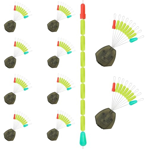 Hezhou 90 Stück Gummistopper Angeln 6 in 1 Schnurstopper Stopper Rubber Stopper Gummistopper oval oder rund Posenstopper Silikonstopper (Gelb, L)