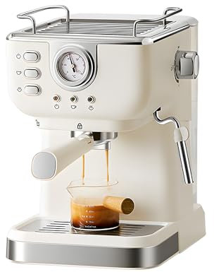 Irishom Espresso-Kaffeemaschine, 20 Bar, Edelstahl-Espressomaschine mit Milchaufschäumer, Dampfstab, 2-in-1, 850 W, halbautomatische Cappuccino-Latte-Maschine mit 1,5 l/51 oz