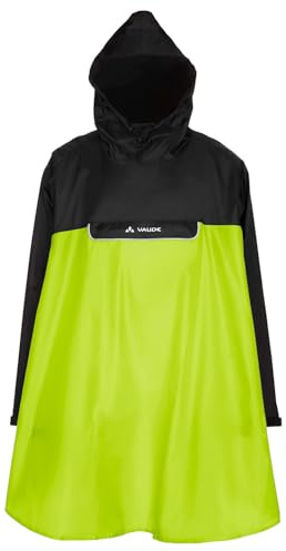 VAUDE Valero Poncho, Regenponcho mit Ärmeln, wasserdicht und winddicht, neon yellow/black, L