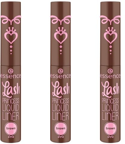 essence Lash PRINCESS LIQUID LINER brown, Eyeliner, Braun, langanhaltend, intensiv, vegan, ohne Mikroplastikpartikel, Nanopartikel frei, ohne Parfüm, 3er Pack (3x3ml)