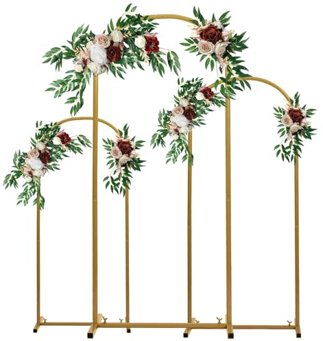 Shienfir Ballon Bogen Hochzeit Bogen Hintergrund Stand, 6FT, 5FT, 4FT 3 Stück, goldfarben, Metallbogen-Hintergrund für Hochzeitszeremonie, Braut Baby Duschen Geburtstagsparty Bogen Rahmen 1 Satz