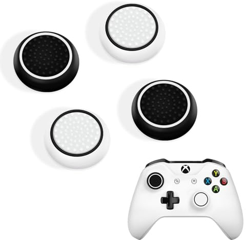 DLseego Thumb Stick Grip Caps for PS4 PS5 Xbox Controller,Silicone 4PCS Thumbstick Grips Dots Studded Design Joystick Controller Thumb Grip Cap Covers,Black+White