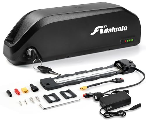 Adaluolo 36V 48V 52V Ebike Akku 10AH 13AH 15AH 17.5AH 20AH 25AH Hailong Ebike Batterie Elektrofahrrad Lithium-Ionen Fahrrad Batterien mit Ladegerät, Grundplatte