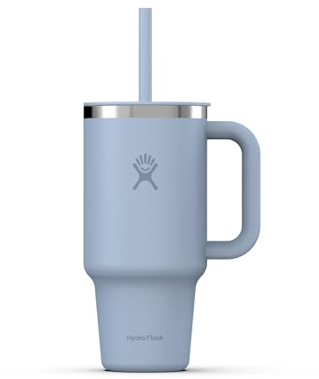 HYDRO FLASK - Travel Tumbler 946 ml (32 oz) with Closable Press-In Straw Lid - Stainless Steel - Double Wall Vacuum Insulated - Splash resistant lid - Surf