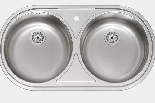 GALYON Practic Fregadero de Acero Inoxidable Dos Senos FI LUJO 2S 84X44 O VG Bajo Encimera – Resistente y Elegante.