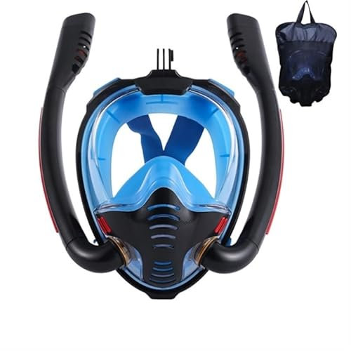 Adjustable Adult Snorkeling Mask - Wide View Port, Anti-Fog & Quick-Drying - Durable, Comfortable Fit for Swimming, Diving, and Beach Activities - Clear Underwater Exploration Gear(Black Blue,L/XL)