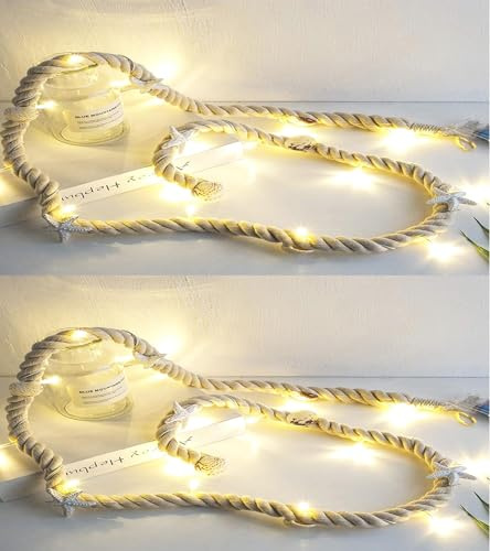 LED-ljusslinga, LED-rep, ljusslinga, 15 lysdioder hav bordsdekoration, maritim LED-ljusslinga, 1,5 m LED mikroljusslinga, batteridriven, utomhus 6 W (2 st – A – 1,5 cm)