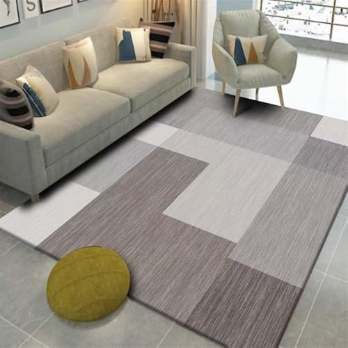 RUGMRZ Flokati Teppich Geometrisches, Modernes, Rutschfestes Wohnzimmer-Sofa, Schmutzabweisend, Dekorativ, Kurzer Flor Kinderzimmerteppich Grau Küchen Teppiche Kitchen Spiel Teppich Mädchen Flokati