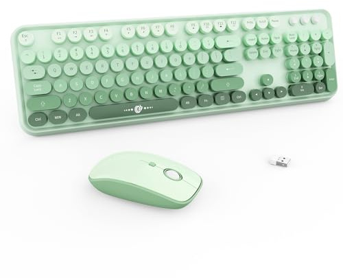 Ubxxziy 2.4GHz Wireless Keyboard and Mouse Combo- Full-Size Keyboard - Compatible for Windows/Laptop/PC/Notebook/Smart TV and More - Green Gradient