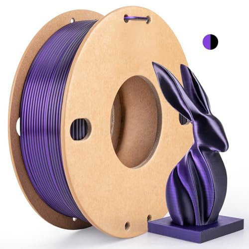 dikale Silk Dual Color PLA+ 3D Drucker Filament 1.75mm, No Tangle Shiny Filament Nettogewicht 250g Spule, 2-in-1 Silk PLA Pro Plus, Schwarz + Lila