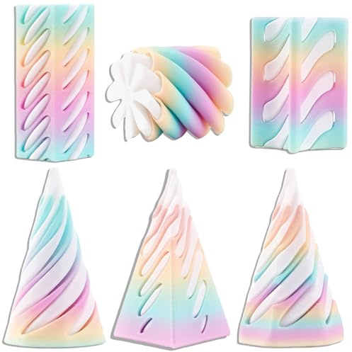 6 PCS 3D Printed Fidget Toy, Fidget Toys for teen, spiral cone fidget toy Rainbow Spiral Fidget Toys Set Desk Toys for Stress, Desk Decor Suitablel for Concentration for Hands-On Engagement