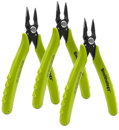 Smithology 5.3 Mini Needle Nose Pliers 3-Pack | Precision Long Nose Pliers with Serrated Jaws, Perfect for Jewelry Making, Electronics & Crafts