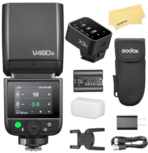 Godox V480N V480 N TTL Camera Flash with Godox X3-N X3N Flash Trigger for Nikon Camera Flash Speedlite Light,GN50,2.4G HSS 1/8000s,1.7s Recycle Time,650 Full-Power Flashes,7.2V/2200mAh Li-ion Battery