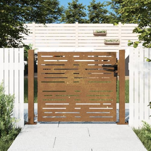 Juroupi Cancello da Giardino 105x80m in Acciaio Corten Design Quadrato,Cancello da Giardino,Cancelletto da Giardino,Cancello per Recinzione,Cancello Giardino Esterno-153250